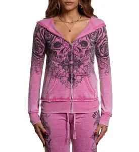 Affliction Women's Zip-Up Hoodie Forgotten 