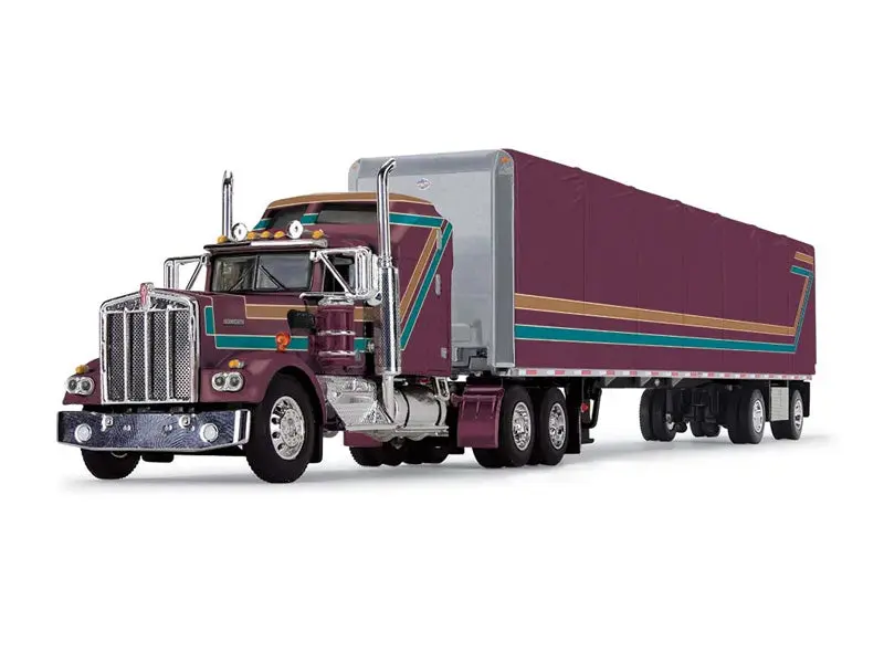 New Officially Licensed Kenworth W900A Trucks & 53'-Utility Roll Tarp Trailer Diecast Model Car, 1:64 Scale, DCP 60-1618 - First Gear Collectible, Highly Detailed for Enthusiasts