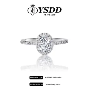 【11.28 Thanksgiving Party 】1CT Baby Oval Halo Pave Engagement Ring vvs Synthetic Moissanite Rings in 925 Sterling Silver