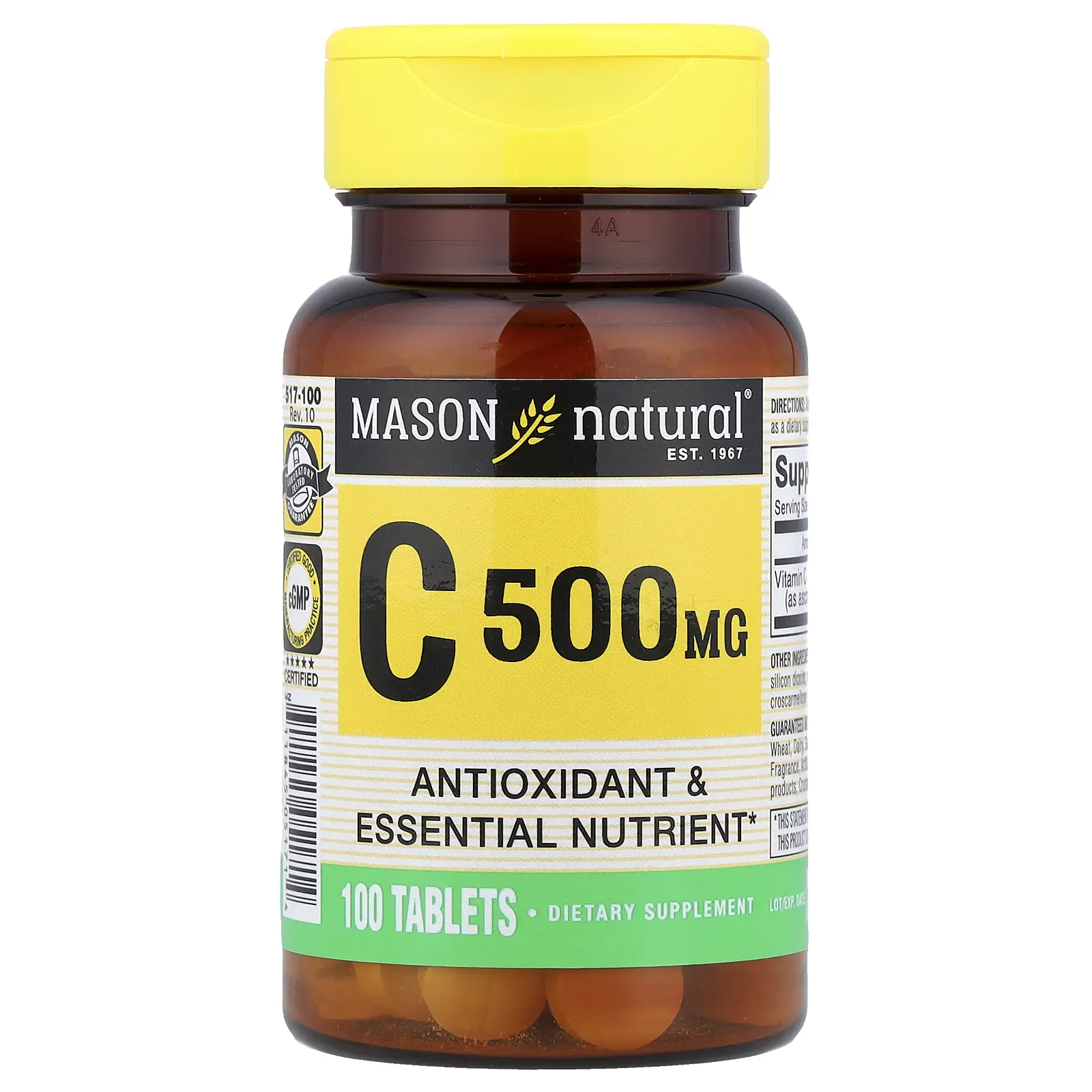 Mason Natural Vitamin C, 500 mg, 100 Tablets