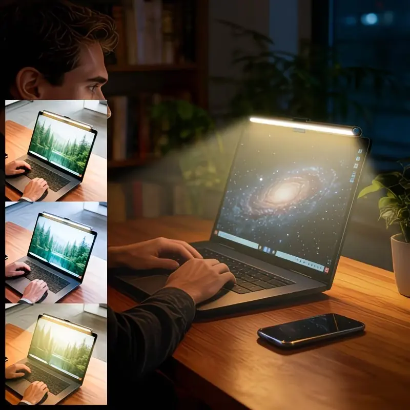 12-Inch/18-Inch LED Screen Light Strip, Strip Lights, Smart Backlight Display Lamp, USB 3 Color Temperature Modes, Eye Care, No Glare, Dimmable, Home Office Computer