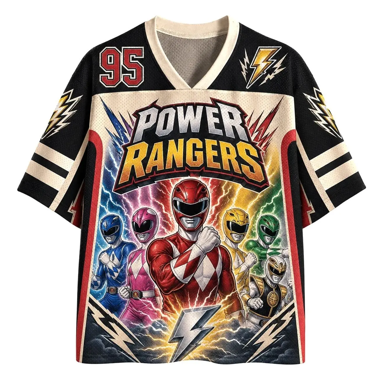 Mighty Morphin Power Rangers TV Series Jersey Shirts → Mighty Morphin Power Rangers TV Series Jersey Shirts, Retro Superhero Mesh Baseball Jersey, 90s TV Graphic Sports Shirt, Unisex Fan Apparel FZJ