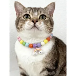Handmade Beaded Pet Collar for Cats & Small Dogs - Cute Cartoon Dog & Cat Neck Chain, Sweet Beaded Necklace, Adjustable Pet Neck Ring Accessory for Daily Wear & Photo Props