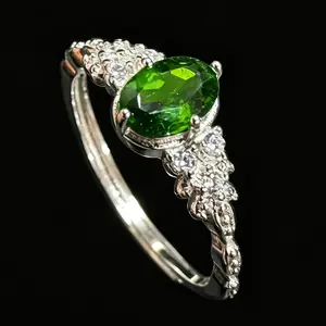 Natural Chrome Diopside "Forest Green" Dainty Promise Ring