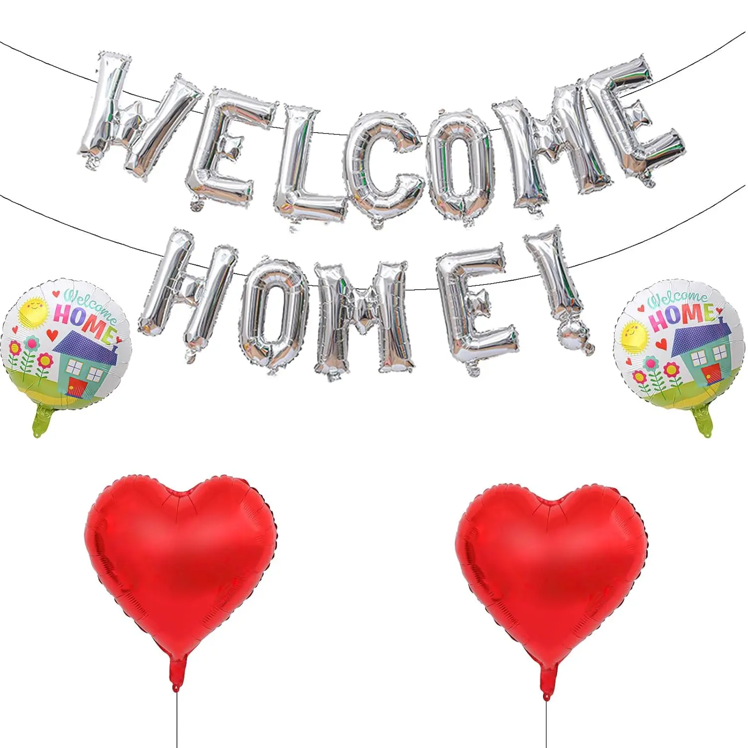 Welcome Home Balloon Kit 16 Inch Foil Heart Balloons Housewarming Party Decor