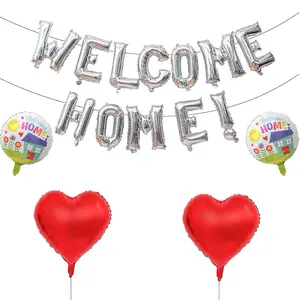 Welcome Home Balloon Kit 16 Inch Foil Heart Balloons Housewarming Party Decor