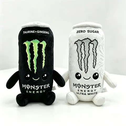 Black & White Ultra White Energy Drink Can Plush Toy - Soft Simulation Beverage Miniature Figurine, Kawaii Stuffed Animals, Huggable Collectible, Quirky Whimsical Cool Gifts for Kids, Home Decor Keychain Accessory