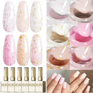 【live off】1PC 15ML Cream Crush 6 Color Cream Crush Diamond Fine Glow Nail Gel 2025 Spring Summer Popular Color 6 Color Optional Nail Color Sequin Gel Fashion LED Nail Gel High Saturation Gloss Shining Lasting for Salon Nail DIY Nail Design