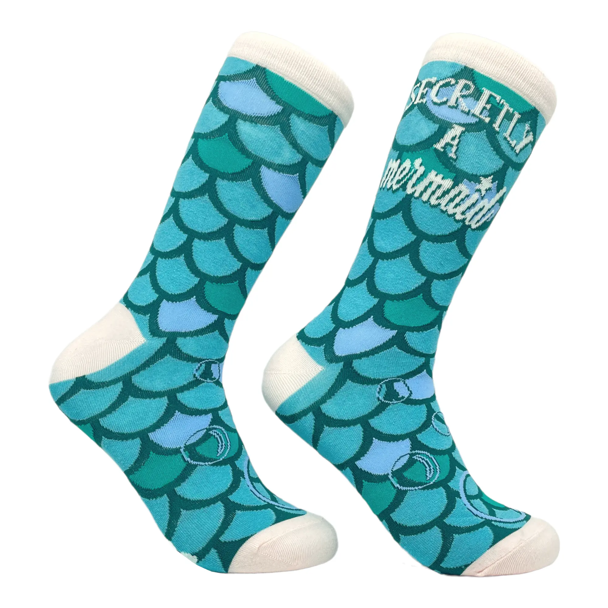 Womens Secretly A Mermaid Socks Cute Funny Gift for Her Fun Novelty Footwear Funny Graphic Socks Comfortable Fitted Spandex Cotton