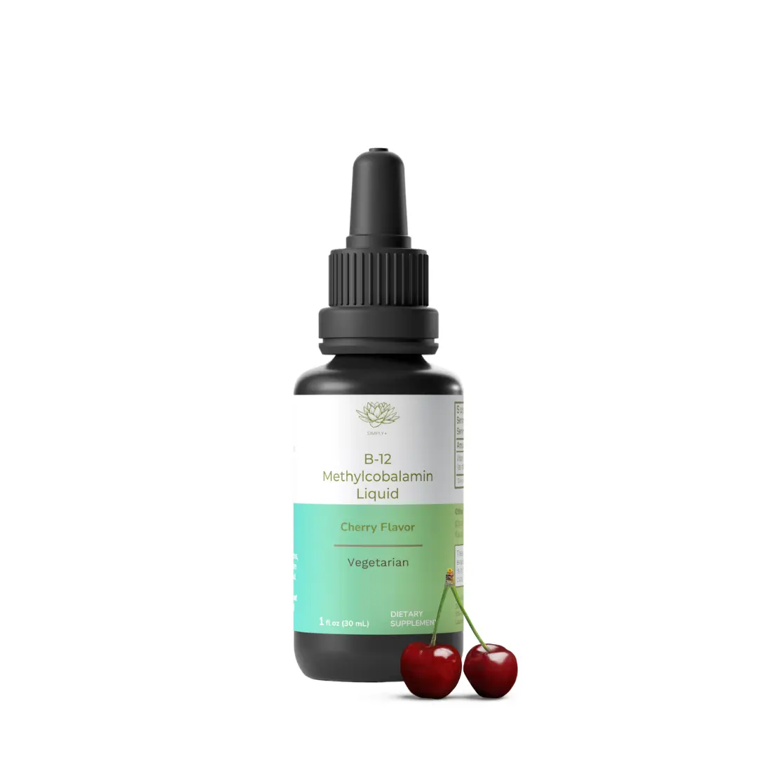 SimplyPlus Liquid B-12 | Cherry Flavored |Non-GMO| Vegan| Gluten-Free