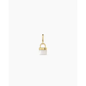 gorjana – Padlock Parker Charm – 18K Gold-Plated Mother of Pearl Padlock Charm – Personalized Jewelry