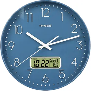 TIMESS Modern Minimalist Wall Clock with Digital Display, Large Screen & Big Numbers, Temperature, Date, Weekday, Silent Sweep, Battery Operated, Home Decor for Living Room, Bedroom, Office, Holiday Birthday Gift summerwins