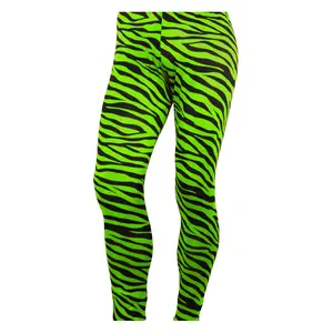 80's Men's Heavy Metal Pants Zebra Neon Green