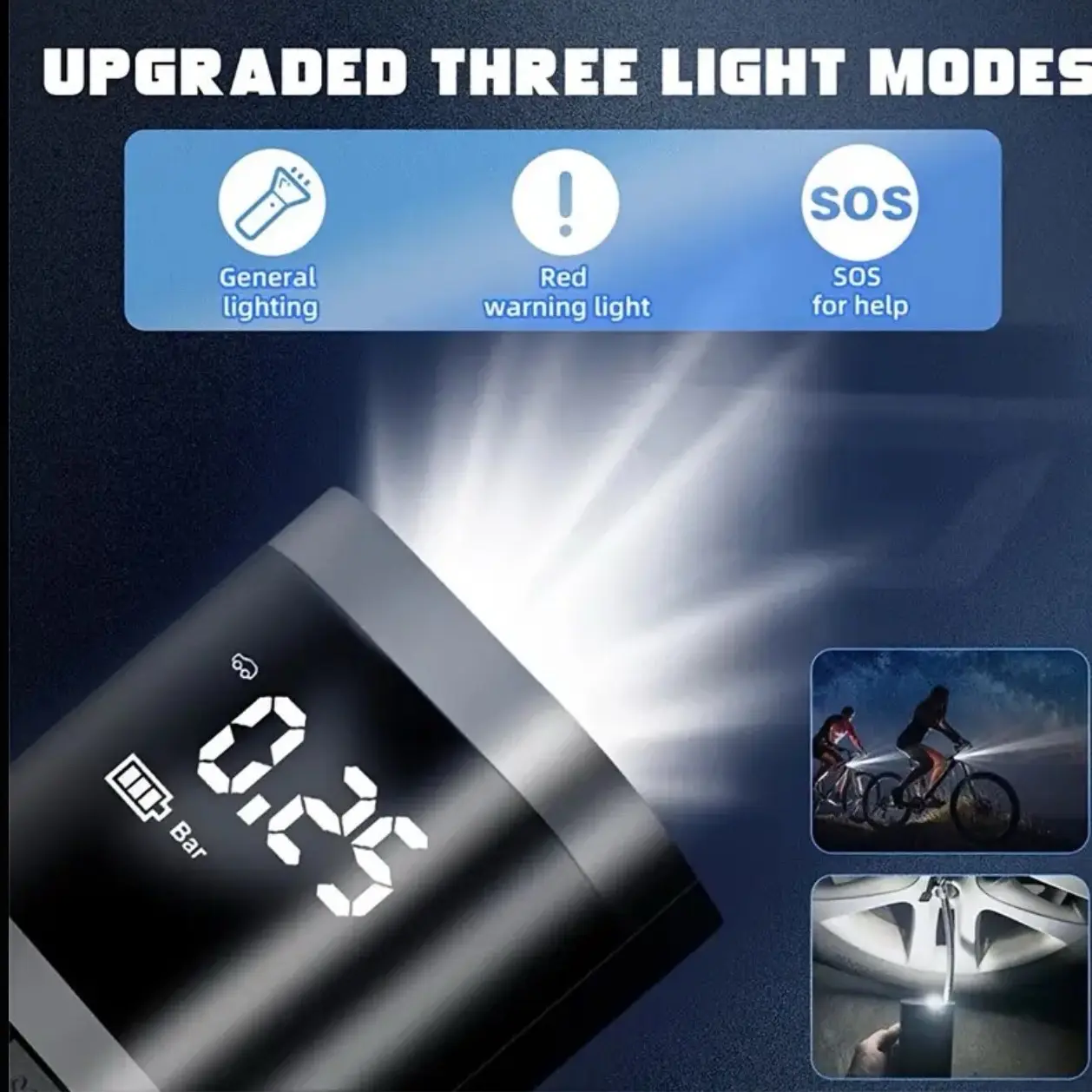 Portable Digital Tire Inflator Pump with LED Display, USB Rechargeable ...