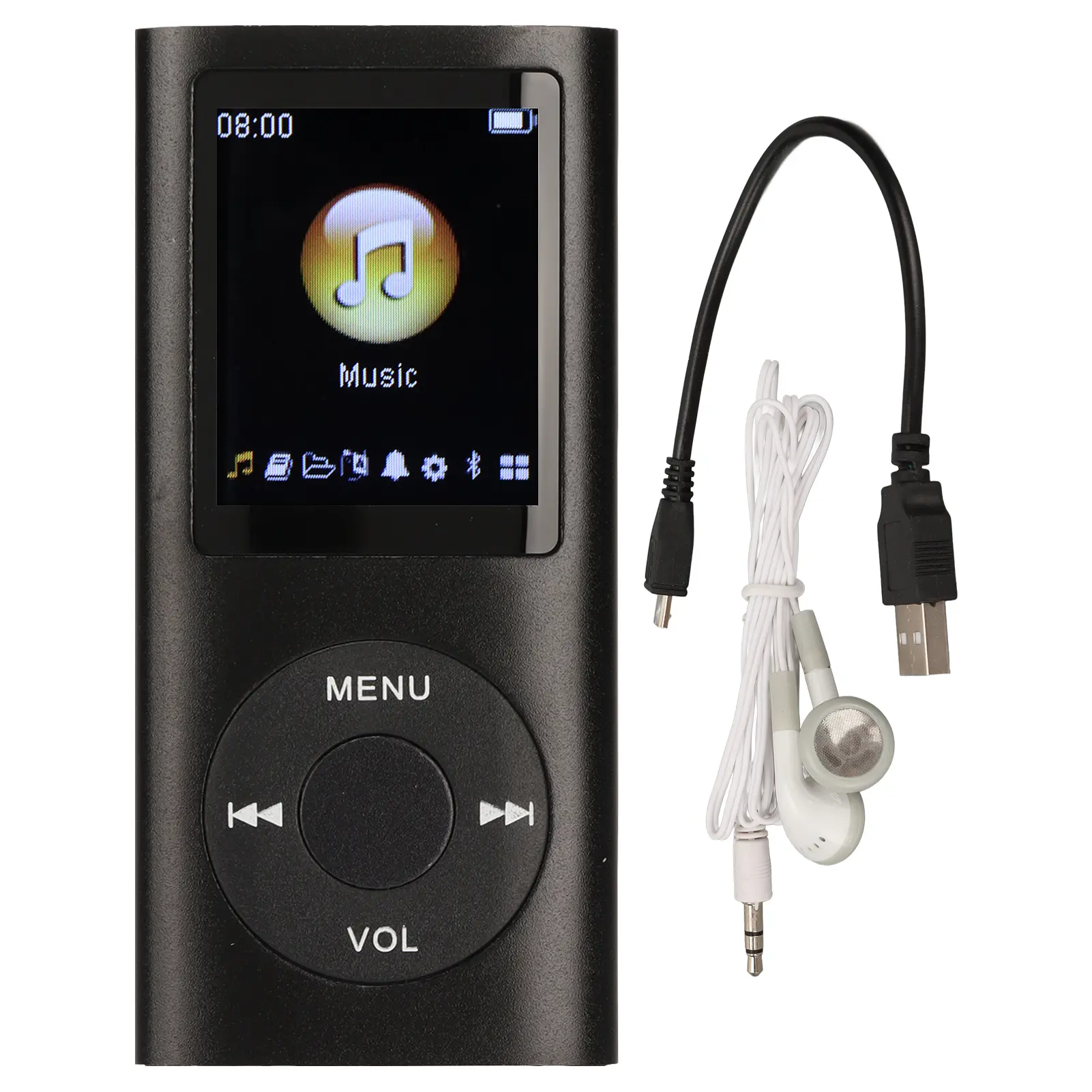 Aluminum Alloy MP3 Player with 1.8 in LCD Screen, Lossless Sound, Slim Portable Retro Mini Build, USB Connectivity, Audio Jack, and Memory Storage