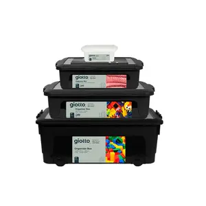 GIOTTO 4 Piece Clear Stackable Containers Plastic Storage Bins with Lids 51oz, 338oz, 575oz, 1,116oz – Large Tote with Wheels & Locking Latches for Garage Closet Organization