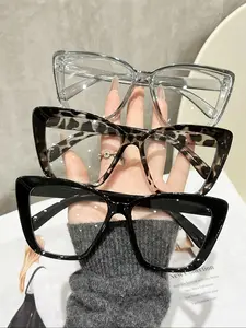 3 Pairs Unisex Large Frame Cat Eye Glasses Set, Fashion Frames, Anti-Blue Light Protection, Daily Use, Office, TV, Gaming, Casual Style, High Quality Eyeglasses, Stylish Trendy Eyewear
