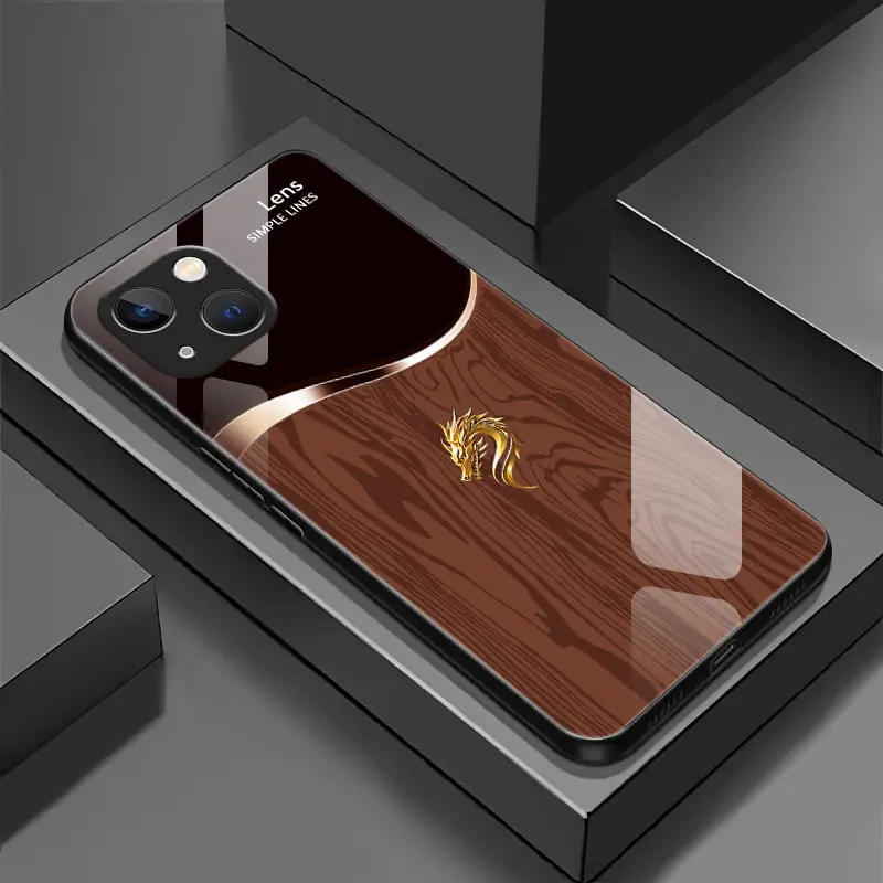 Suitable for [iPhone 15] Personality simple split dragon pattern creative business high-end anti-drop glass mobile phone case affordable anti-drop anti-fingerprint-888