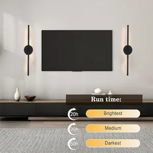 2-piece charging wall lamp black aluminum 50cm stepless dimming 4000mAh charging LED remote control dimming charging magnetic line wall lamp suitable for corridors, entrances, bedrooms, bedside charging wall lamp Interior Led Lights