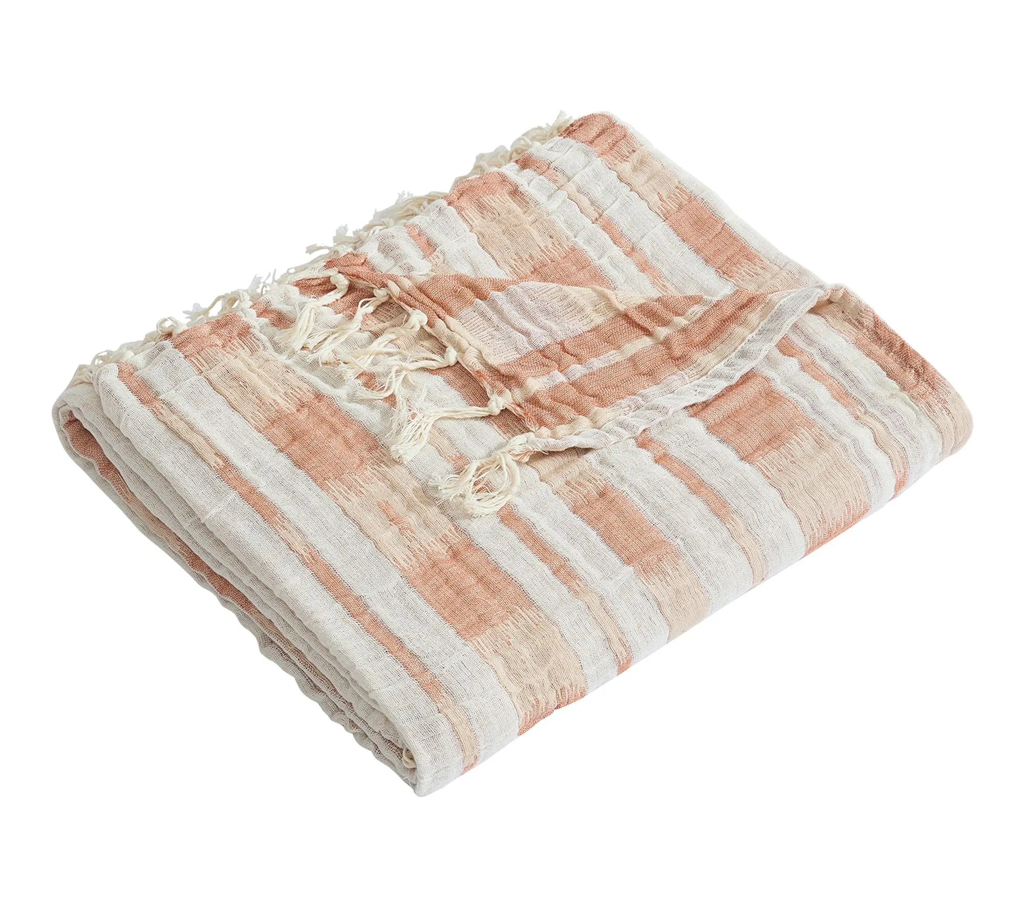 Palm Aire Amagansett Terracotta Stripe 50" x 70" Cotton Throw