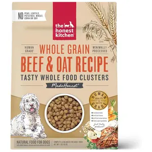 The Honest Kitchen Whole Food Clusters Whole Grain Beef & Oat Dry Dog Food 1 lb Bag Human Grade Minimally Processed Natural Food for Dogs