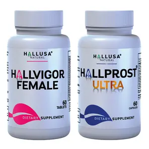 Hallprost Ultra & Hallvigor Female x 120 Cap Dietary Supplement Men & Women – Prostate & Female Vitality Combo – Saw Palmetto Multivitamin – Hallusa Natural