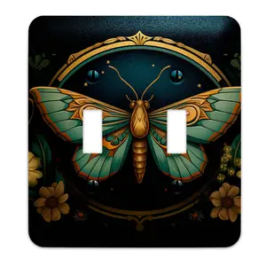 Decorative Switchplate - Art Nouveau Floral Moth in Teal Light Switch Cover, Multiple Sizes, Home Decor - #5331