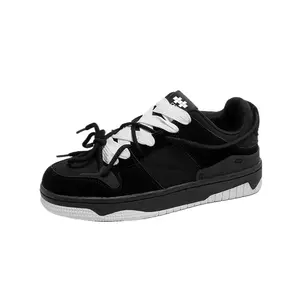 Low-Top Patchwork Casual Sneakers | Chunky Lace Design for Street Style, Non-Slip Durable Sole with Built-in Height Boost, Perfect for Daily Commute & Sporty Outfits.