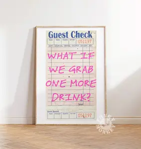 Trendy Bar Cart Print, Retro Guest Check Print, One More Drink Bar Cart Art Print, Trendy Wall Art, Preppy Poster Aesthetic,  Prints