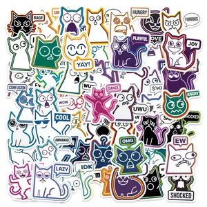 56 Pcs Cute Funny Cat Stickers Set, Ideal for Scrapbooks, Journals, Laptops, Water Bottles, Cars, Positive Message Gifts