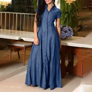 VVZ 2026 Women’s Turn-Down Collar Maxi Dress - Versatile Button-Front Silhouette, Perfect for Work, Vacation & Daily Wear