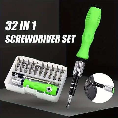 32 in 1 Screwdriver Set, Precision Multi-Bit Magnetic Screwdriver Kit with Non-Slip Handle & Storage Case, Universal Repair Tool for Electronics, Home Appliances, Furniture & DIY Projects, Magnetic Screwdriver Bits