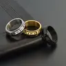 Unisex Stainless Steel Viking Rune Spinner Ring - Titanium Steel Artificial Gemstone Jewelry, Adults' Party Wear Accessory, Men's Jewelry, Rings for Women, Cool Gifts for Boyfriend
