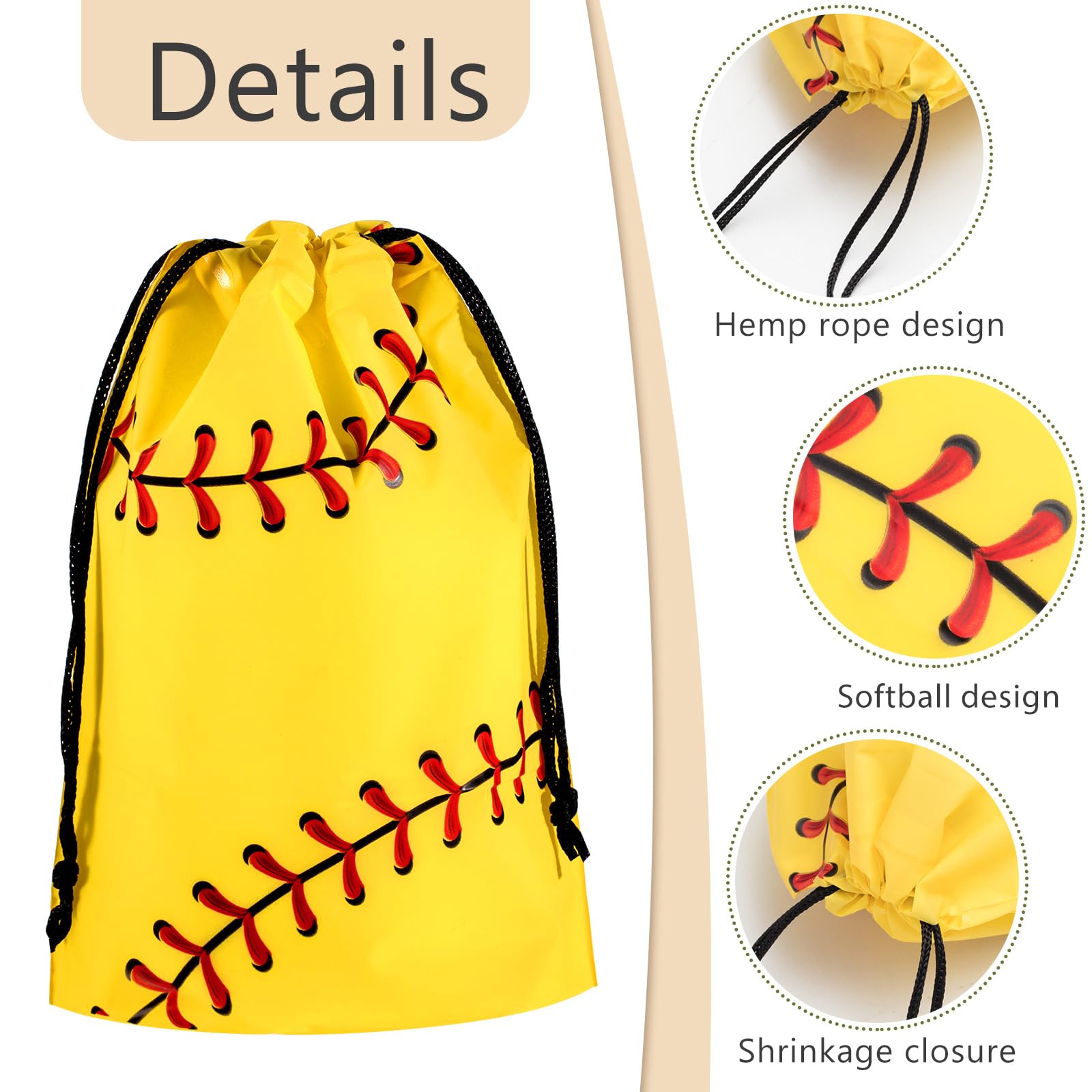 Baseball Goodie Bags 50 Pack for Boys, Includes 50 Free Baseball Stickers! EVA Waterproof Drawstring Bag for Bat, Glove & Helmet, Durable Equipment Carrier for Youth Little League, Sports Gift