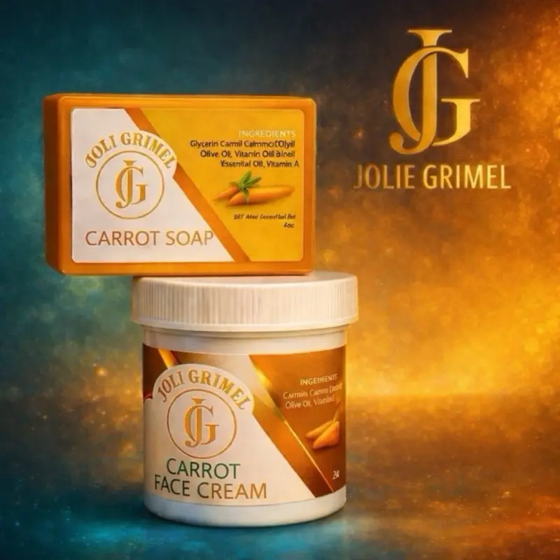 Jolie Grimmel Skin Brightening Face Cream & Soap Set of (2) with Natural Papaya Turmeric Carrot