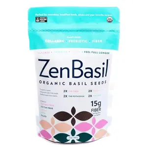 Zen Basil Seeds | edible basil seeds usda organic, kosher, non-gmo, lectin free, gluten free, plant based, keto, paleo, vegan | 15g fiber per/serv | 14oz | more fiber than chia seeds | prebiotic