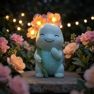 Solar Turtle Garden Statue – Turtle Statue with Light-Up Flowers, Solar Powered Garden Decor Figurine for Outdoor Gardens, Lawn & Patio, Garden Gift for Mom & Grandma