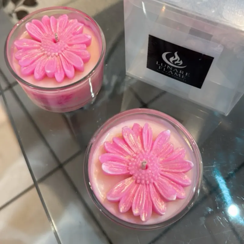 Handmade Floral Candle – Pink Daisy & Rose