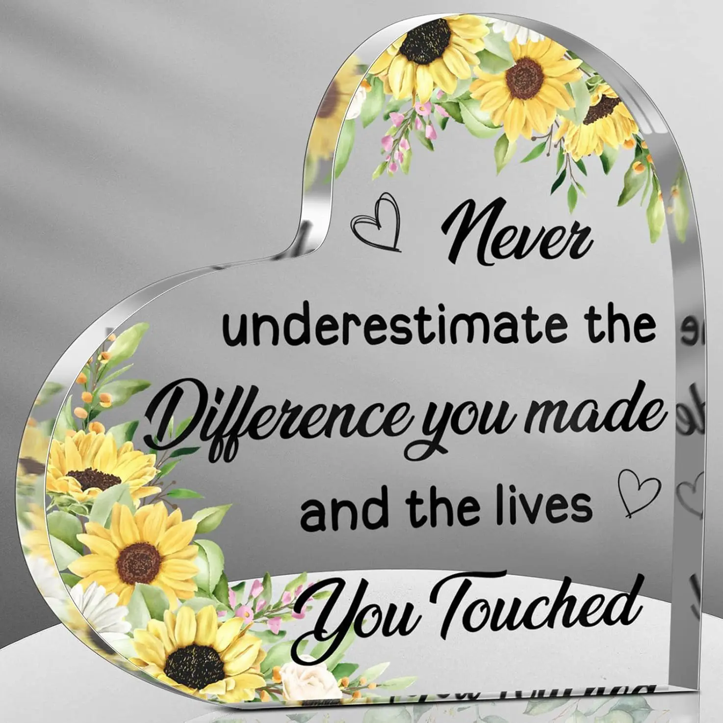 Thank You Gifts for Women Appreciation Gifts for Coworker Employee Nurse Teacher Leader Boss Inspirational Quotes Acrylic heart plaque Desk Decor for Home Office Farewell Retirement