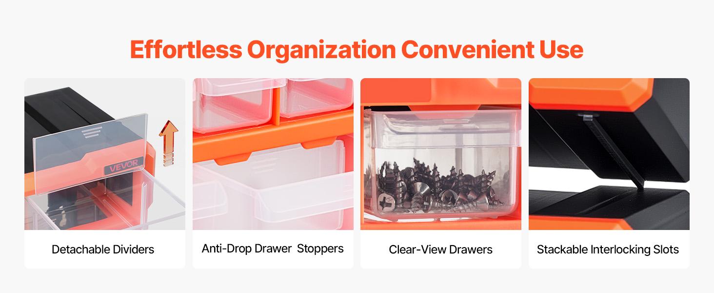 【BackToSchool】VEVOR 39-Drawer PP Plastic Drawer Storage Cabinet, Reinforced Structure, Label Stickers, Anti-Drop Stops, Stackable Slots, Wall-Mountable for Garage Small Parts, DIY Enthusiasts
