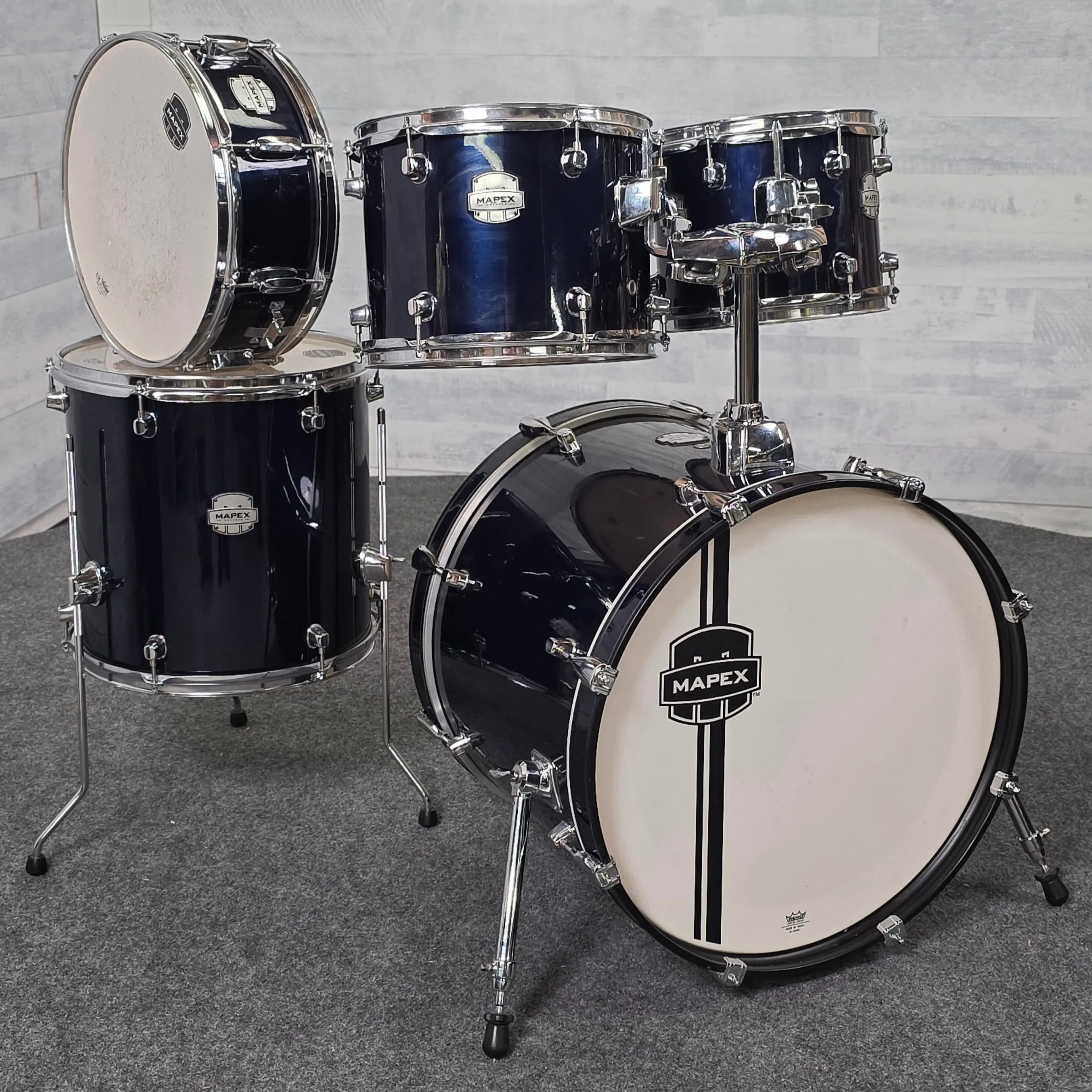 Used Mapex Voyager 5pc Drum Set Royal Blue - Very Good