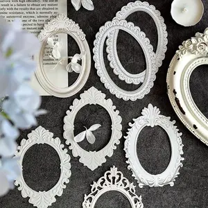 40-Pack Vintage Lace Photo Frames Scrapbooking Paper Set, Assorted Shapes & Colors, Elegant Embossed Design, Ideal for DIY Crafts, Journals, Albums, Scrapbooking, Festive Themes, Art & Craft Supplies