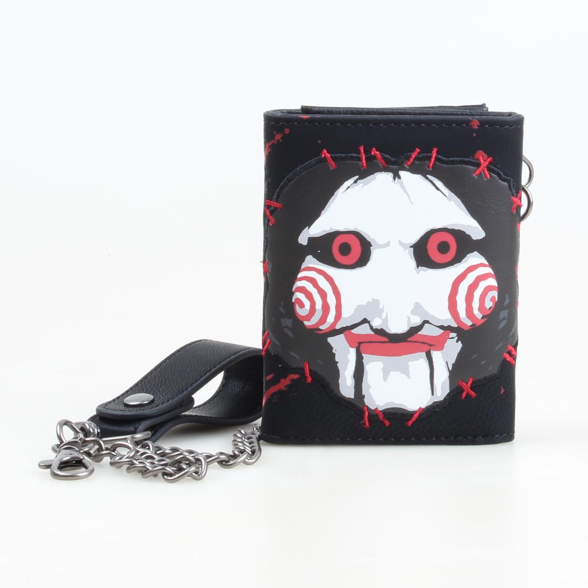 Three fold men's wallet with chain, personalized embroidered relief printed men's card clip