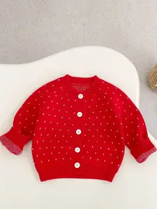 Spring & Fall New Style Sweet Knitted Cardigan, Baby Girl, Perfect for Celebrations and Daily Wear