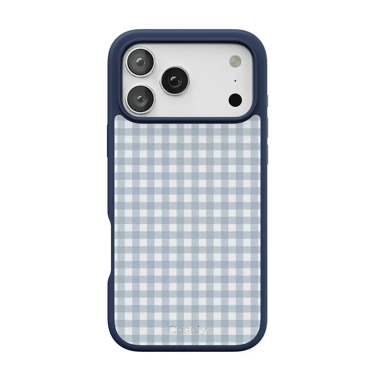 Casely iPhone 17 Pro Case | Pastel Picnic | Blue Gingham | Align Soft-Touch Flexible Bumper Case | Compatible with MagSafe
