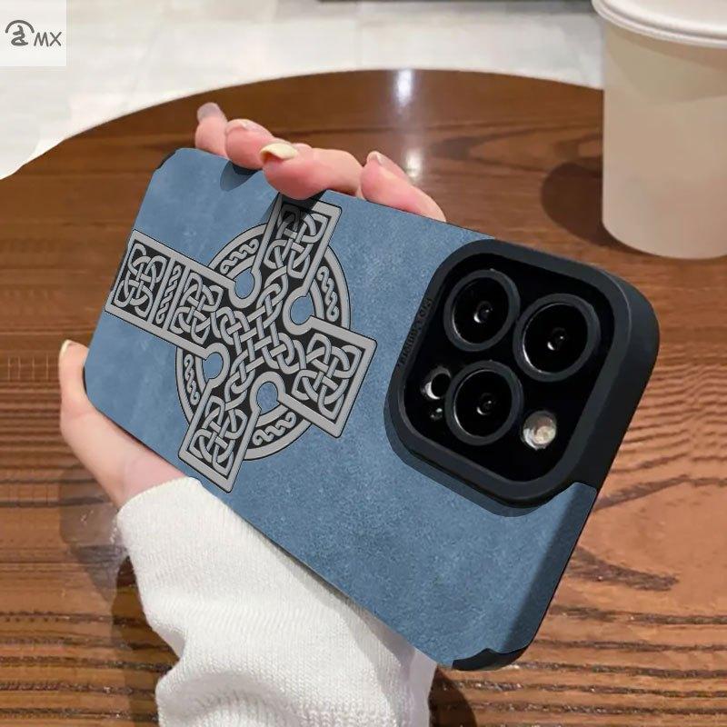 Phone Case - Celtic Cross Pattern Design Suitable for iPhone 17 16 15 14 13 12 11 PRO MAX PLUS, AIR and iPhone X XS MAX, Shockproof and Anti-drop Phone Case, Perfect Holiday Gift for Friends and Family