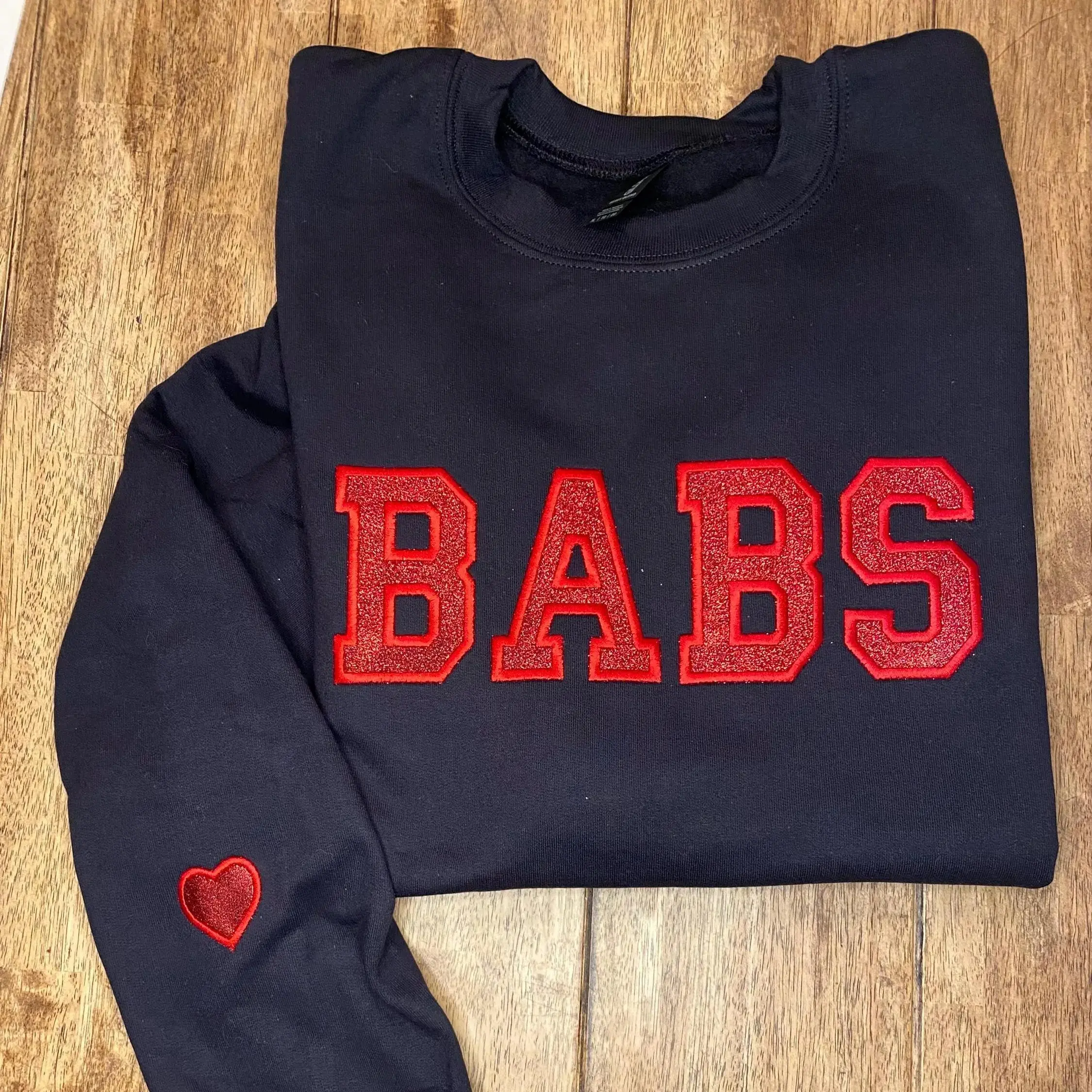 [Made in US] Custom Glitter Embroidered Sweatshirt_ Personalized Applique. Personalized Gift