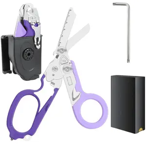 6-In-1 Trauma Shears Set with Compatible Leather Case, Multi-Purpose Emt Tactical Scissors for Nurses & Outdoor Use, Garden Grafting Tool Includes Gift Box