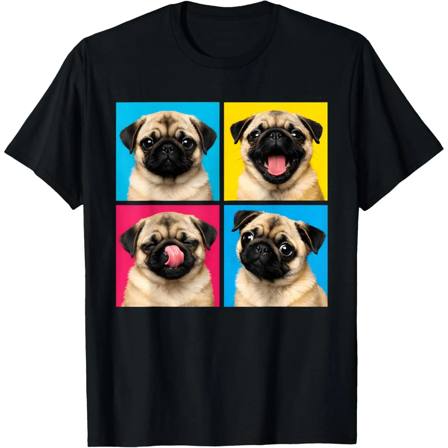 Retro Cute Pug Funny Youth Life from Dad Mom Meme Grid T-Shirt