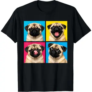 Retro Cute Pug Funny Youth Life from Dad Mom Meme Grid T-Shirt